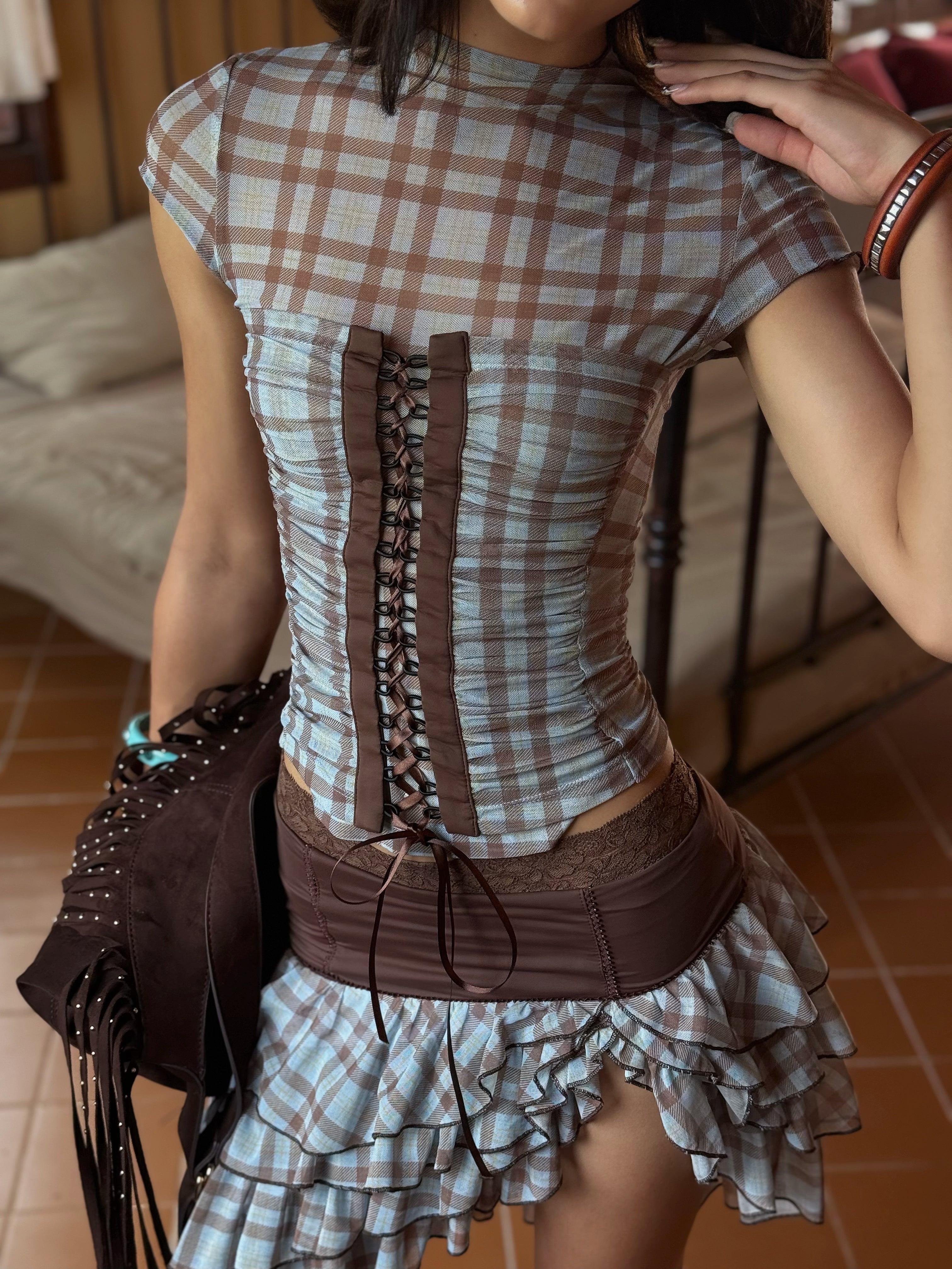 PLAID TENDER TOP