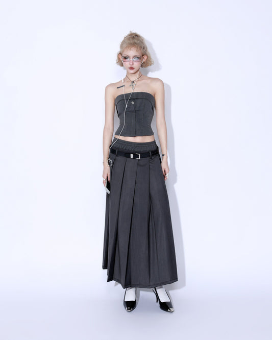 LOW RISE MIDI SKIRT WITH BELT - So Dope Club