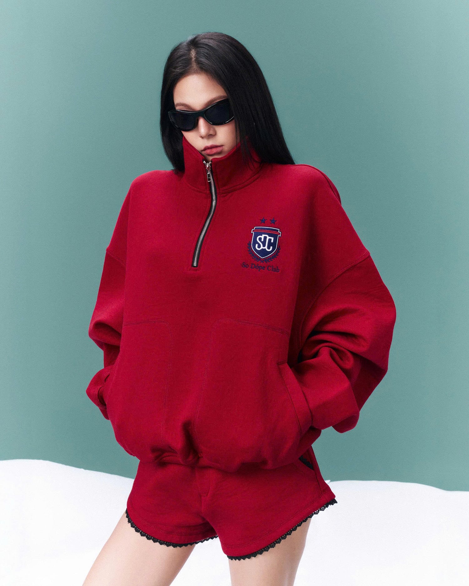 SDC QUARTER ZIP RED