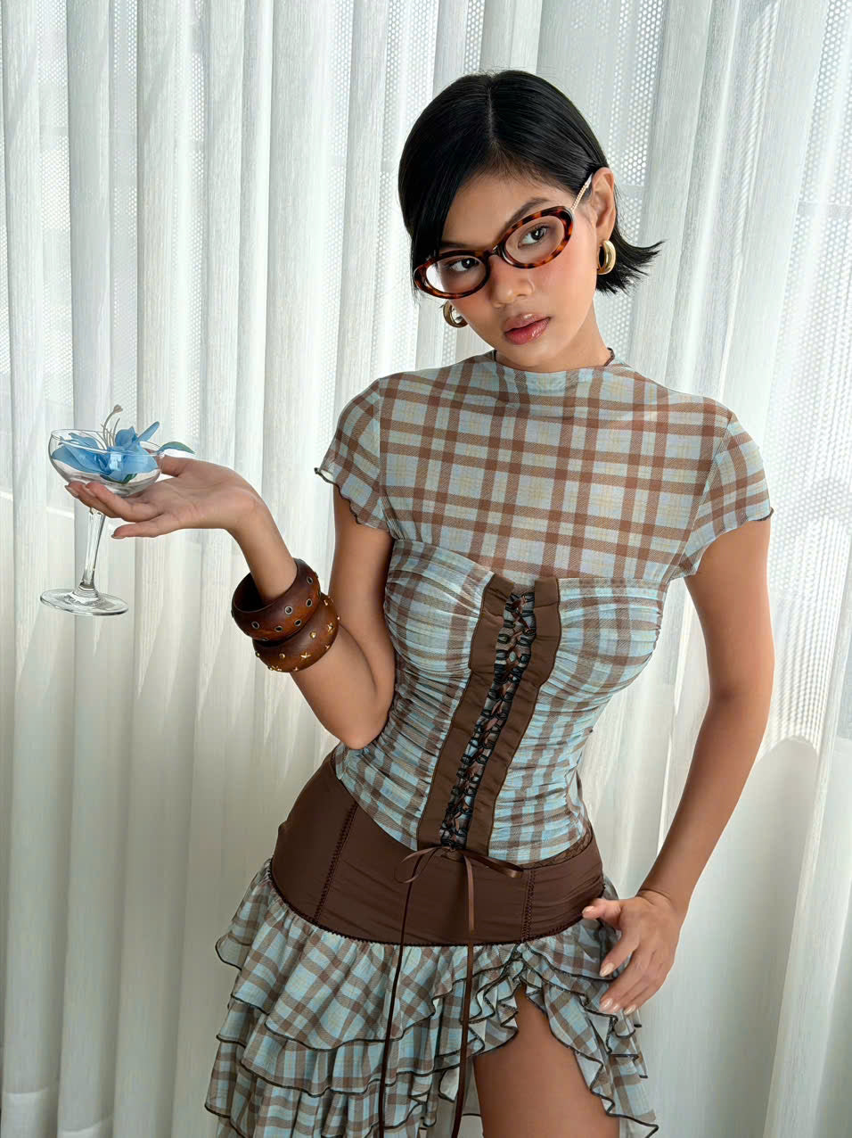 PLAID TENDER TOP